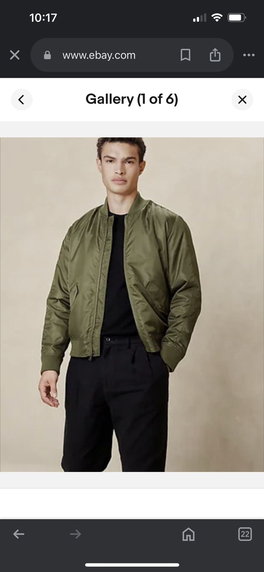 Banana Republic Bomber Jacket Collar Olive Green Men’s Long Sleeves Sz XL