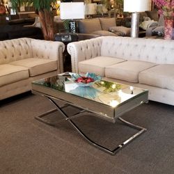 Brand New Biege Or Green Tufted Linen Sofa + Loveseat 2PCs Set