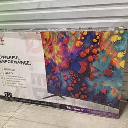 Hd379 75” tcl smart 4k mini Qled hdr tv floor model 