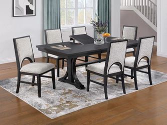 Brand New Black & Grey 7pc Formal Dining Table Set