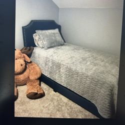 New Twin Denim Platform Bed