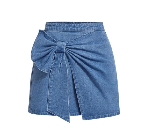High-Waisted Wrap Front Mini Denim Skirt