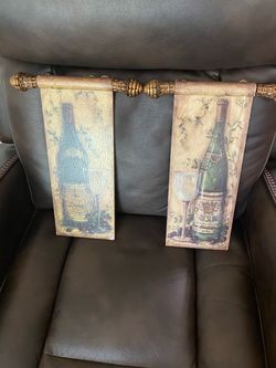 Tuscan style wine scroll wall plaques