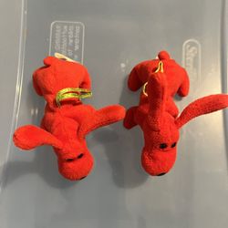 Vintage TY Jingle Beanie Collection “Rover”  2 Mini Red Dogs With String For Hanging On Christmas Tree 