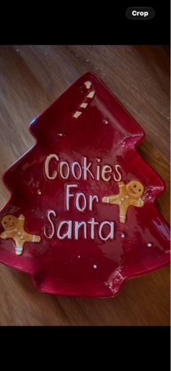 Cookies For Santa Christmas Tree Ceramic Plate