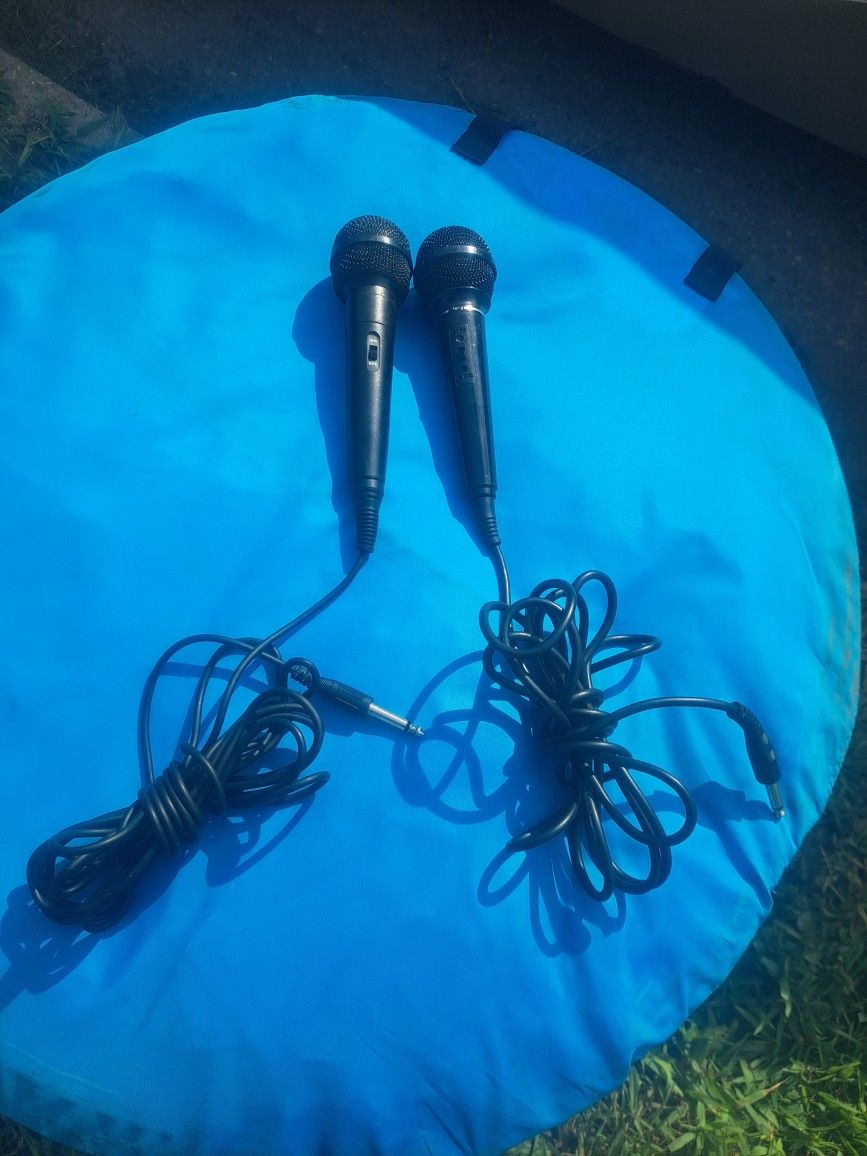 TWO BLACK DYNAMIC MICROPHONES