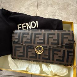 Fendi- Zucca FF Continental Envelope Wallet On Chain