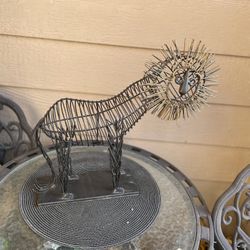 Pier 1 Metal Wire Lion Sculpture Brutalist