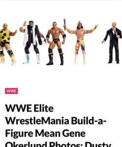 WWE Elite WrestleMania Build A Figure Mean Gene Okerlund The Rock Randy Macho King Savage Hollywood Hulk Hogan Dusty Rhodes