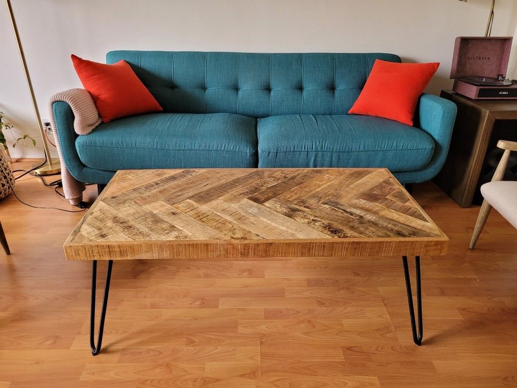 Mid Century Modern Teal Sofa