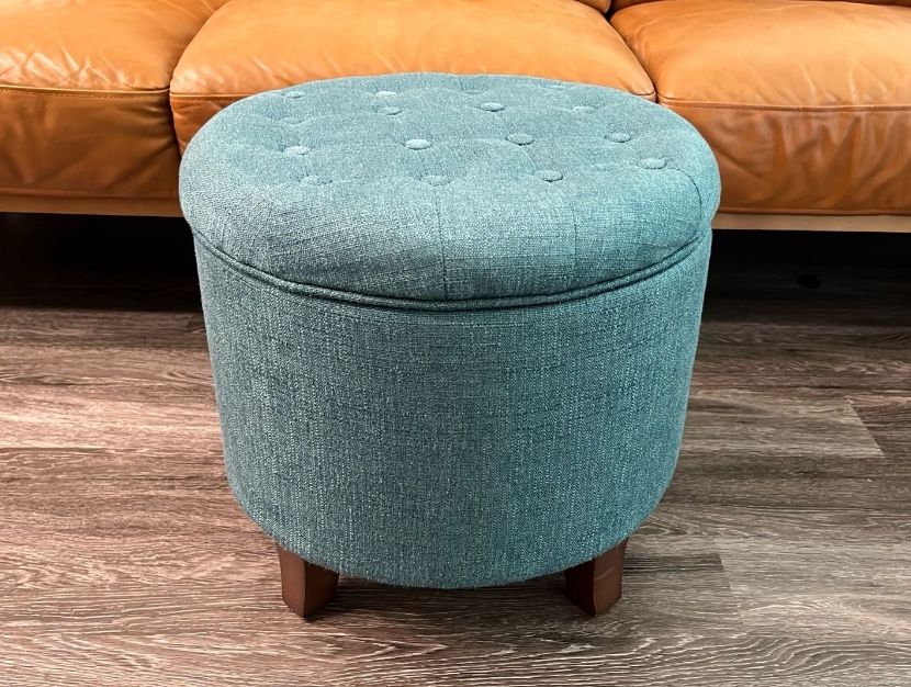 Teal Upholstered Storage Ottoman