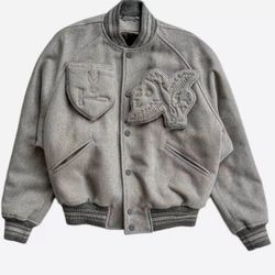LOUIS VUITTON Varsity Jacket Gray 50 (small/medium Size)