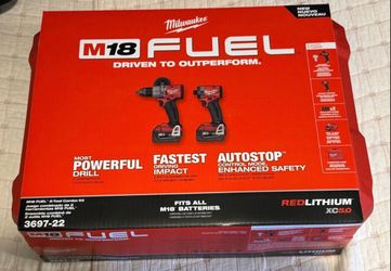 Model # 3697-22 milwaukee M18 FUEL 18V Brushless Hammer Drill and Impact Driver combo for sale