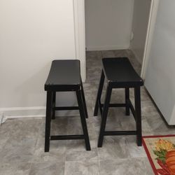 Set Of Stool Wood Black (2)