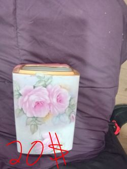 Hand painted porcelain square vase