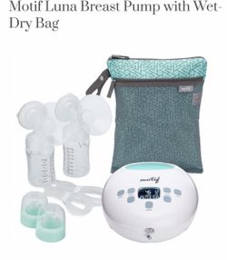 NEW SEALED Motif Luna Double Electric Breast Pump + Wet Dry Bag + Storage Bags