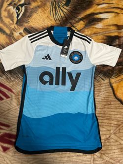 Adidas charlotte fc blue and white mls 25/26 home soccer jersey