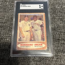 1962 Topps #18 Mickey Mantle Willie Mays SGC 1