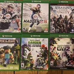 Xbox One Games: Minecraft, Madden, Plants Vs Zombies, Assassins Creed 