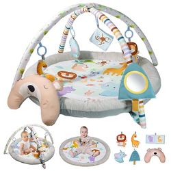 New In Box Baby Gym Play Mat, Tummy Time Mat with 6 Toys Baby Activity Mat for Visual, Hearing, Sensory, Motor Development, Newborn Essentials Gift, P