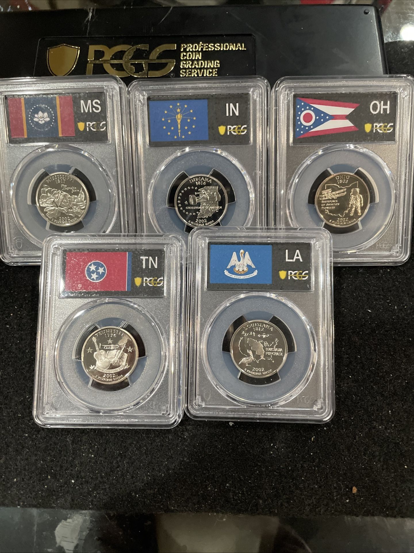 Full Set Of 2002 S Gem Proof State Quarters All Graded At PR69 Deep Cameo
