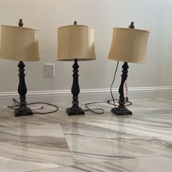 3 Piece Set Antique Lamps