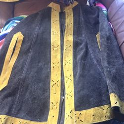 Vintage Seventies Suede Cape Brown And Gold Bohemian