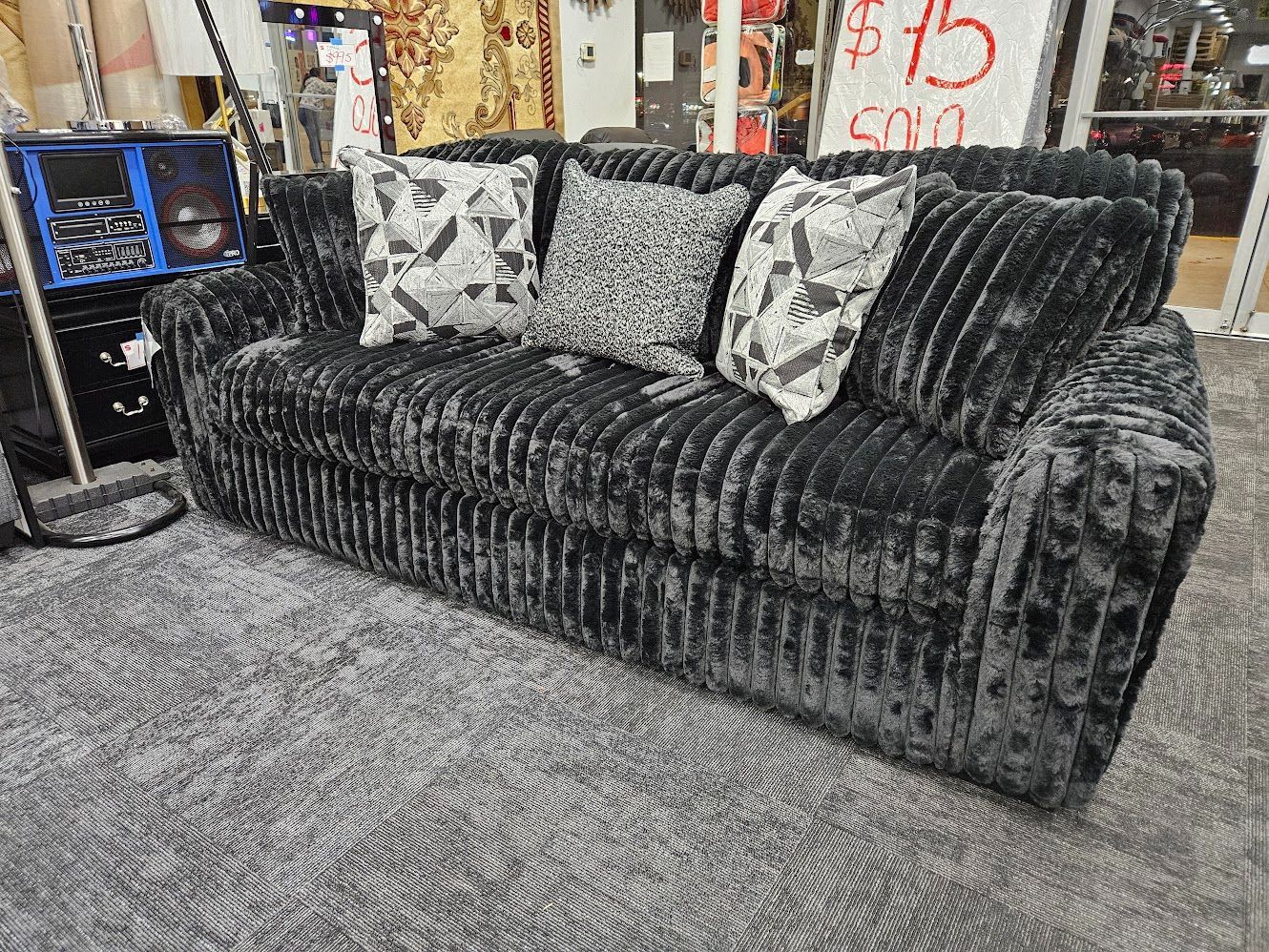 New in stock Ashley Midnight Madness Onyx Black Living Room Set sofa loveseat special