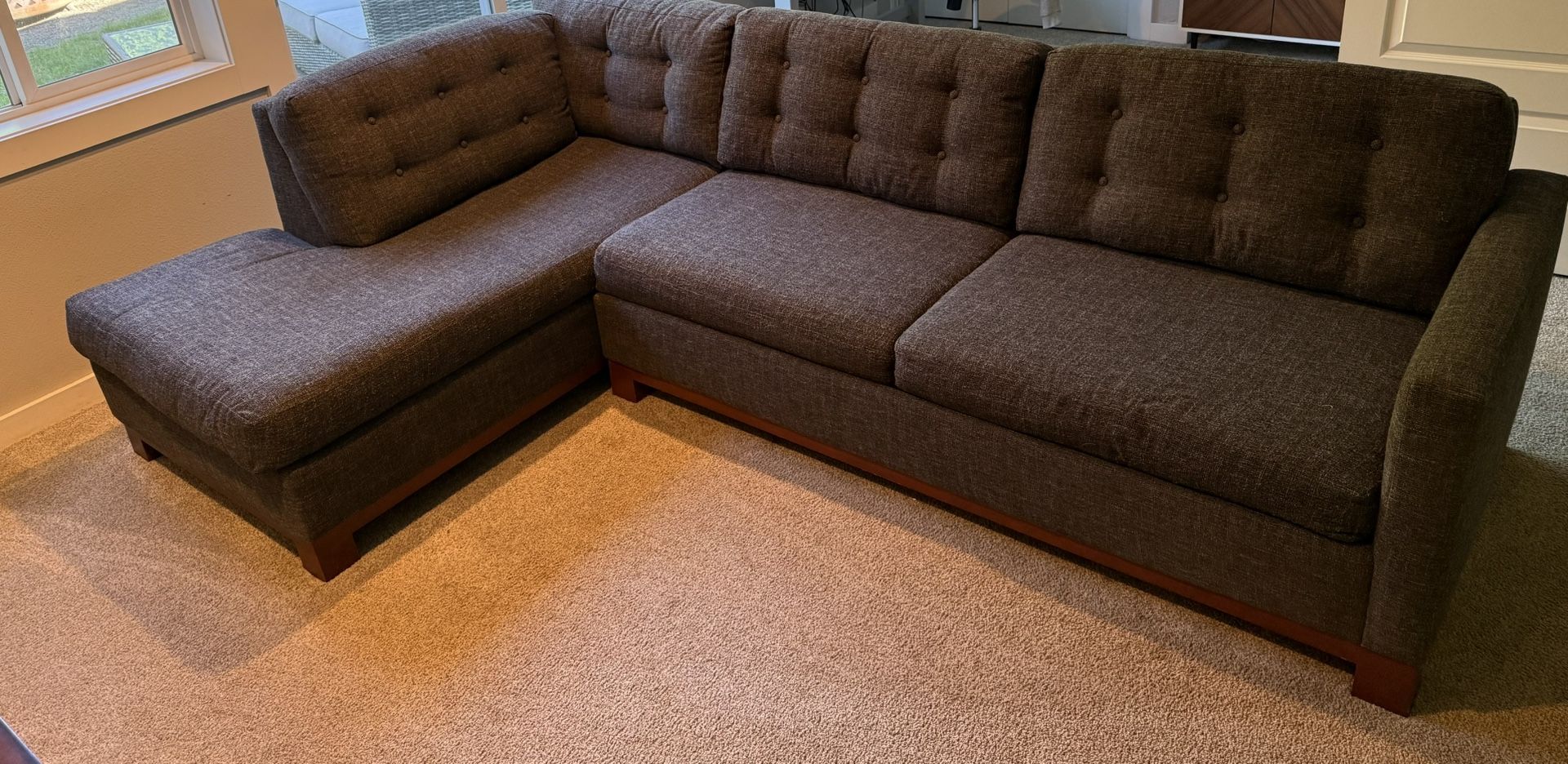 2 Piece Sectional Sleeper Sofa W/memory Foam Mattress