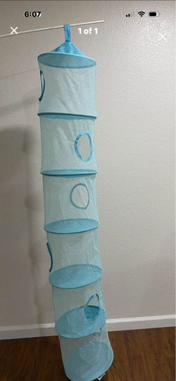 Light blue hanging mesh organizer