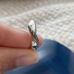 Sterling Silver And Crystal Swirl Ring (6.5)