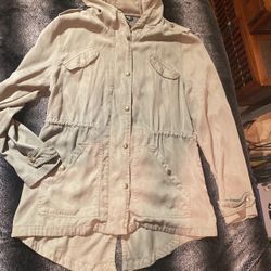 Super Soft Khaki Split Tail Zipper Hoodie Size L