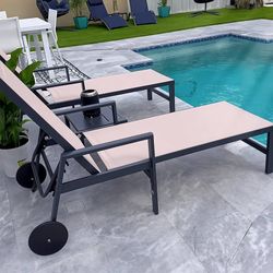 New PURPLE LEAF Patio Chaise Lounge 2 Pieces Aluminum Recliner Chair with Wheels and Armrests Lounger for Lawn Backyard Beige Outdoor Lounge Chair  Ne