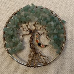 Green Aventurine Tree of Life Ornament 4”, Crystal Car Charm, Tree of Life Crystal Hanging, Crystal Ornament