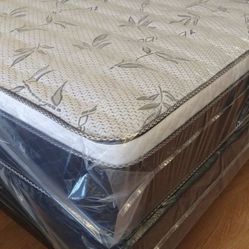 FULL PILLOW TOP MATTRESS WITH BOX SPRING‼️