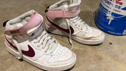 Nike shoes youth size 4.5 white/pink/purple high top sneakers