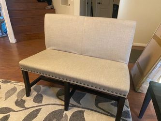 Seating for 5 Upholstered Dining Bench and Chairs with Nailhead Trim