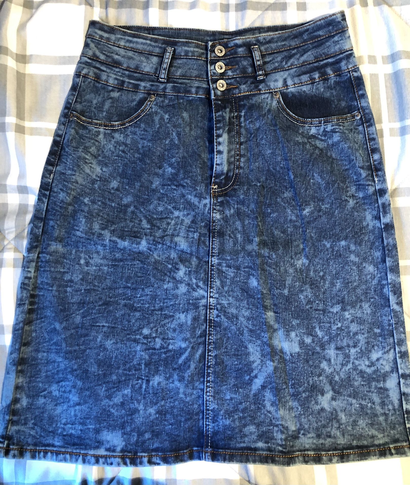 Skirt-  Blue Acid Wash 