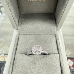 14kt Reeds Jeweler Natural Princess Cut And Round Diamond Engagement Ring Size 6.5 