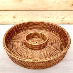Boho Rattan/Wicker Chip/Dip Basket