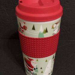 Travel Coffee Mug Red Christmas with Protector and Sip Top NEW