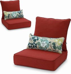 23 x 25.6 Inch Outdoor Deep Seat Cushion Set, Water-Resistant & UV-Protected Olefin Outdoor Chair Cushion for Patio Furniture, Removable Cover & Adjus