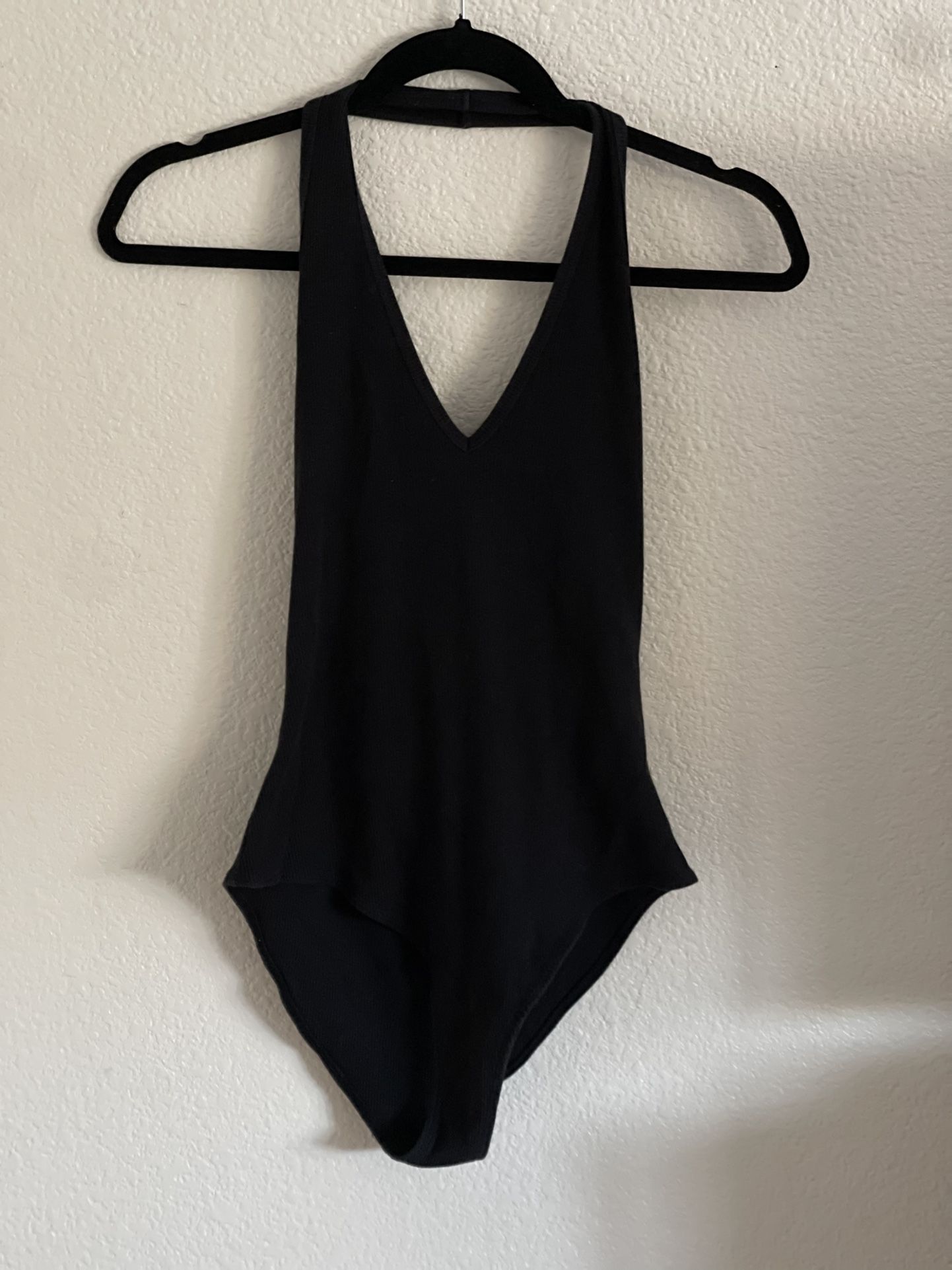 Black Halter Top Bodysuit 