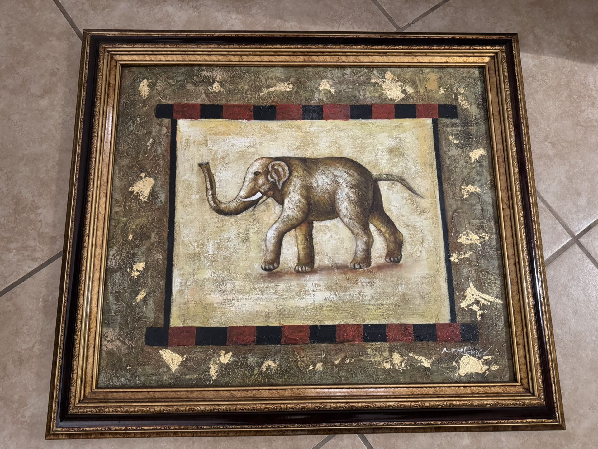 Large Elephant Canvas Painting- Framed