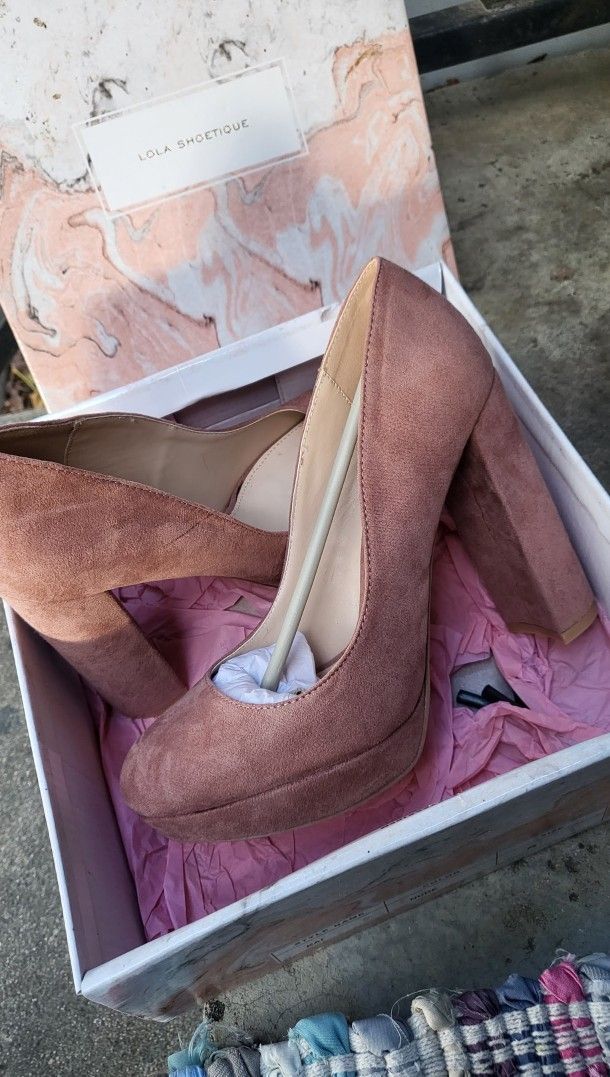 heels for women pink color size 8 1/2