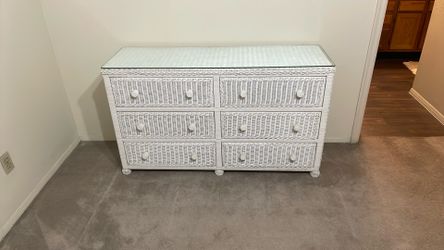 Wicker dresser with glass top