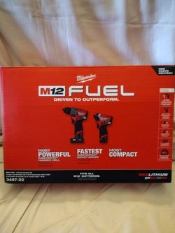 Milwaukee M12 Fuel Brushless Cordless Hammer Drill & Impact Driver Combo Kit. $200