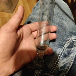 Etched Glass Vintage Rose Bud Glass Flute 