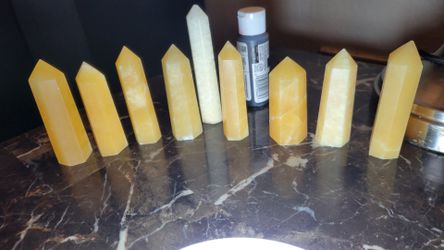 Orange calcite tower set of 8