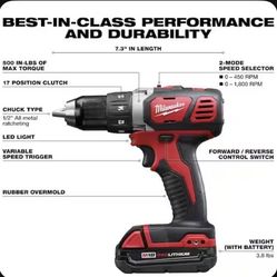 Milwaukee m1818V Lithium-lon Brushless Cordless 1/2 in. Compact Drill/Driver (Tool-Only)